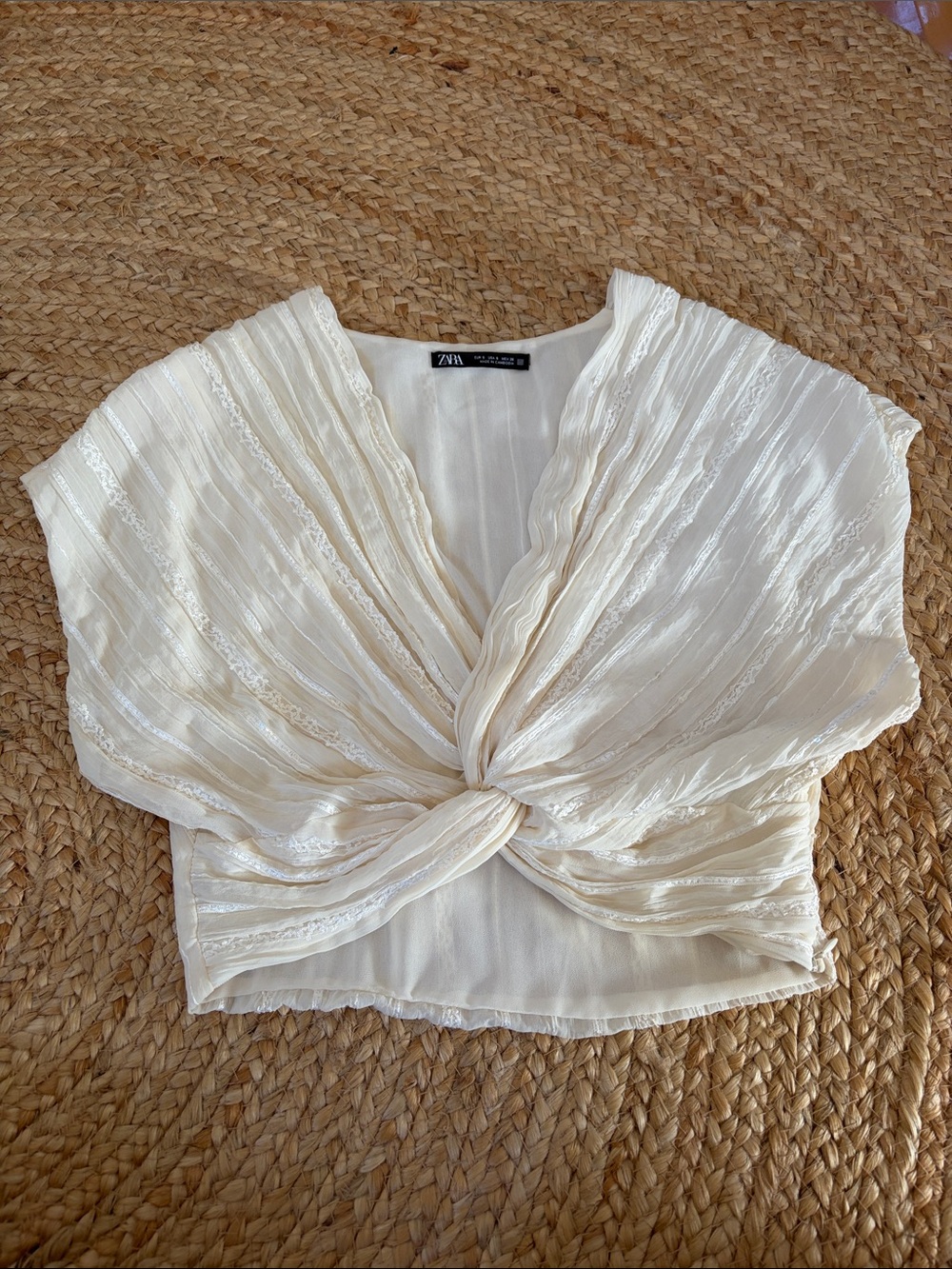 Zara Cream Twist-Front Top